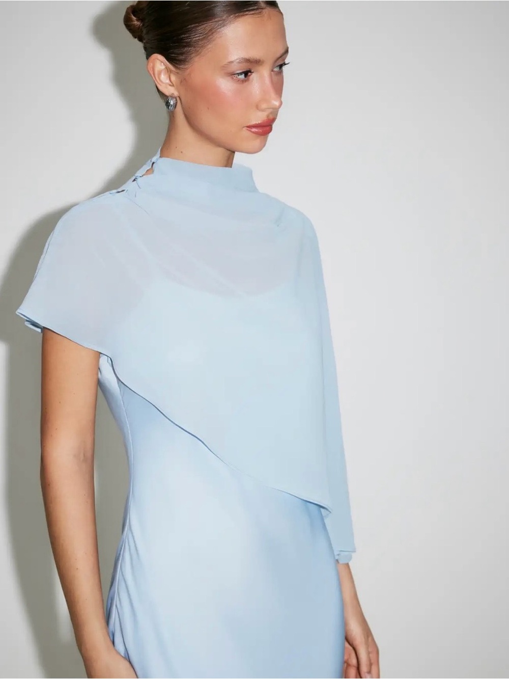Cider Light Blue Cape Sleeve Evening Dress - Picture 2 of 6